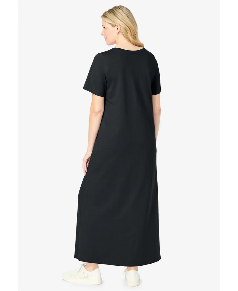 Woman Within Plus Perfect Short-Sleeve Scoopneck Maxi Tee Dress