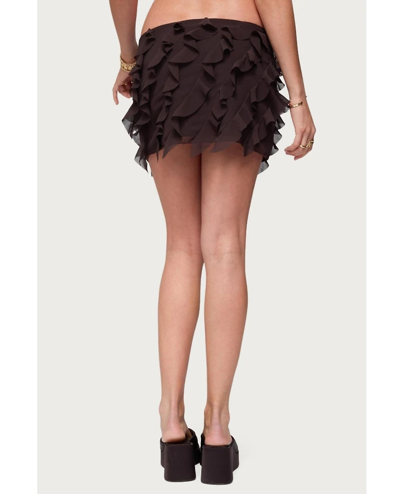 Edikted Womens Clare Chiffon Ruffled Mini Skirt