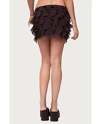 Edikted Womens Clare Chiffon Ruffled Mini Skirt