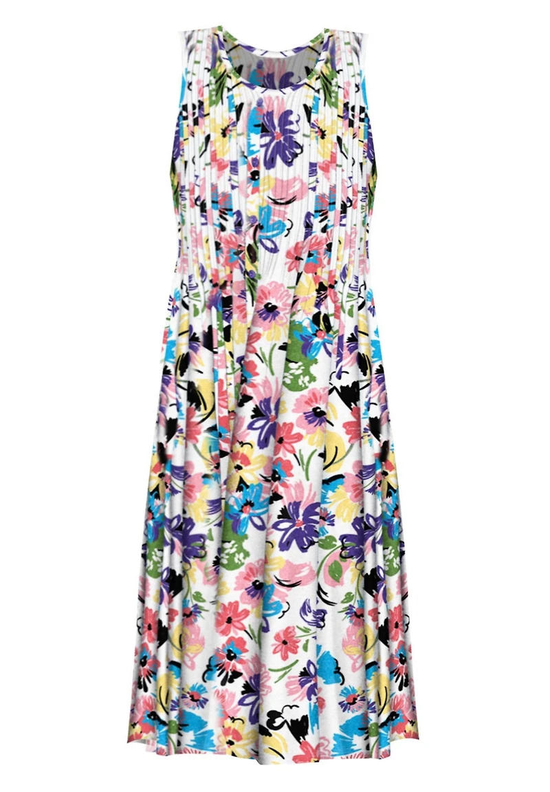 Woman Within Plus Pintucked Sleeveless Dress