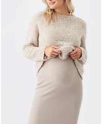 Ripe Maternity Maternity Theo Cosy Knit Sweater in Latte - Stylish and Comfortable Knitwear