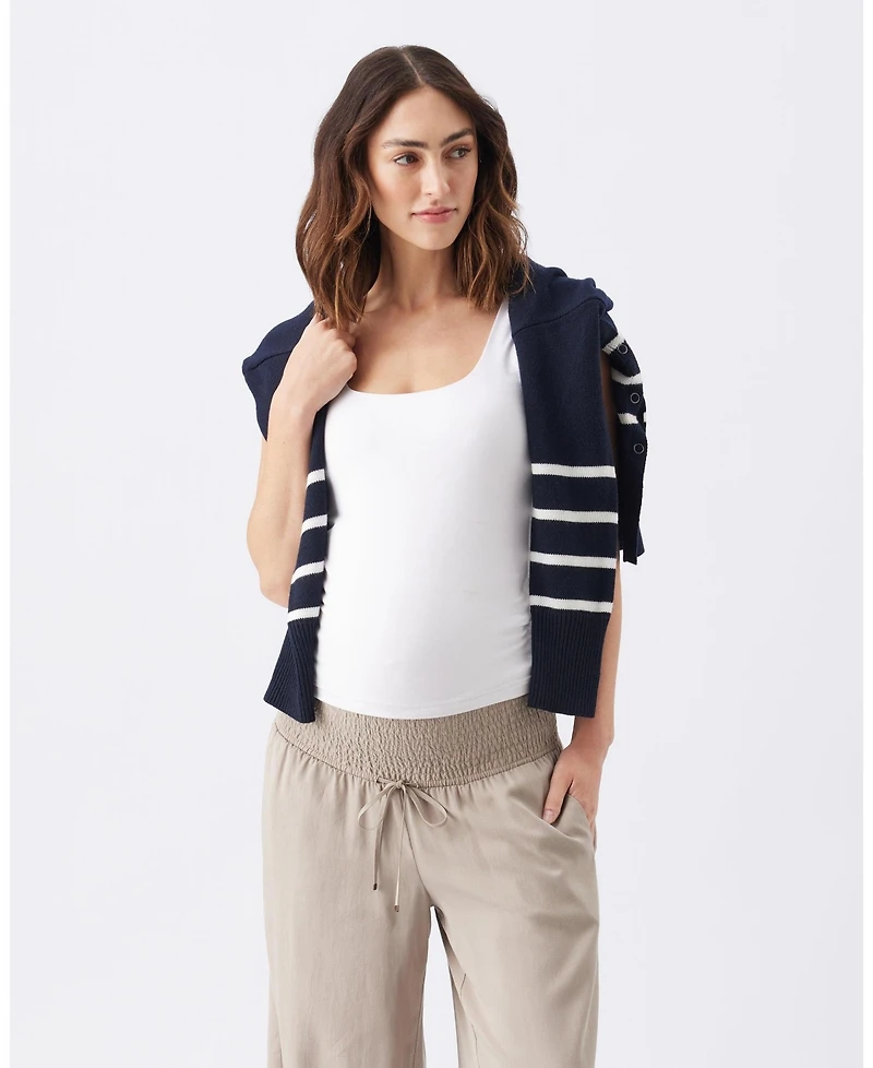 Ripe Maternity Lori Nursing Knit Sweater Navy and White for Comfortable Breastfeeding