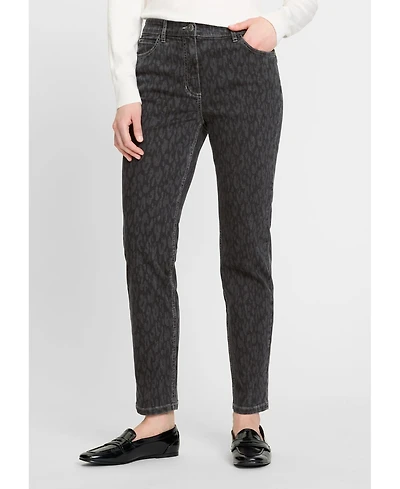 Olsen Mona Fit Slim Leg Leopard Print Pant