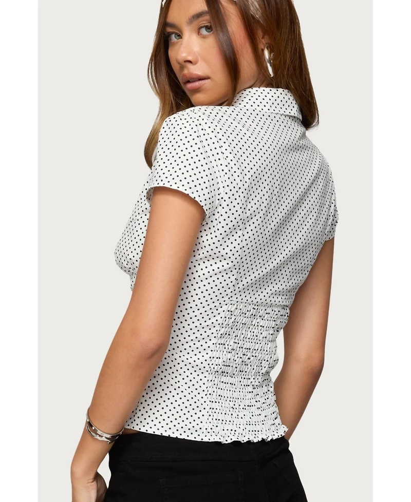 Edikted Women's Polka Dot Tailored Button Up Shirt