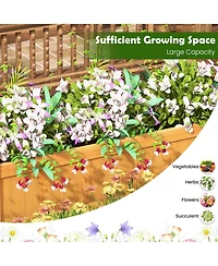 Gymax Patio Wooden Raised Garden Bed Rectangular Garden Planter w/ Drainage System