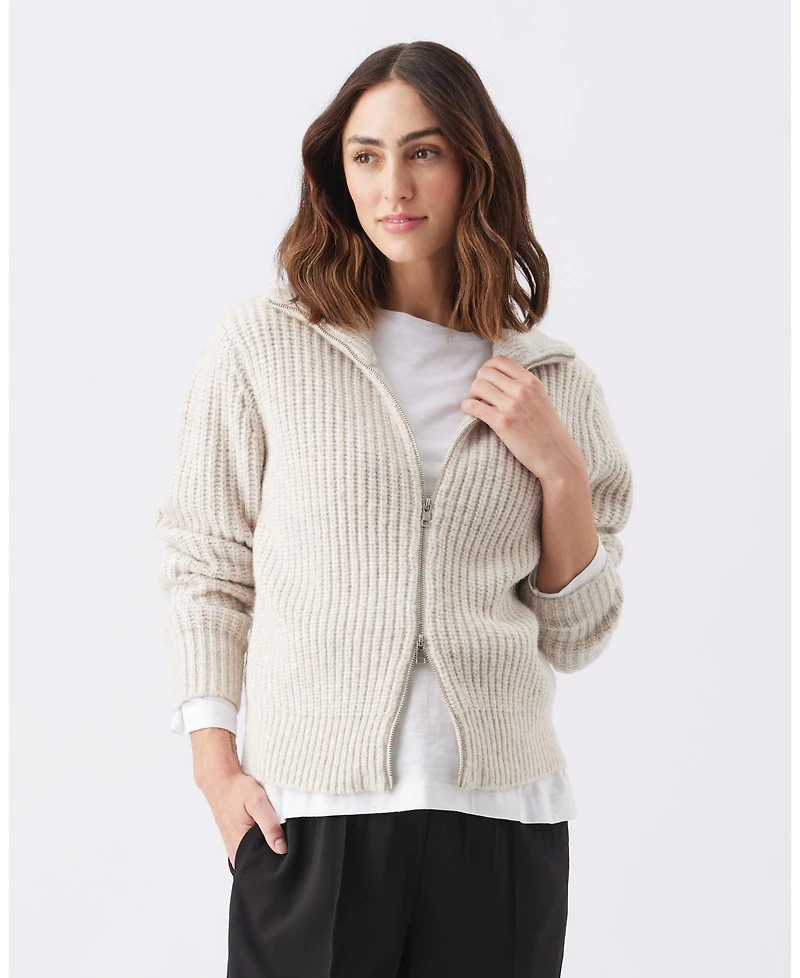 Ripe Maternity Layla Zip Through Knit Cardigan Oat Marle - Comfortable Wear