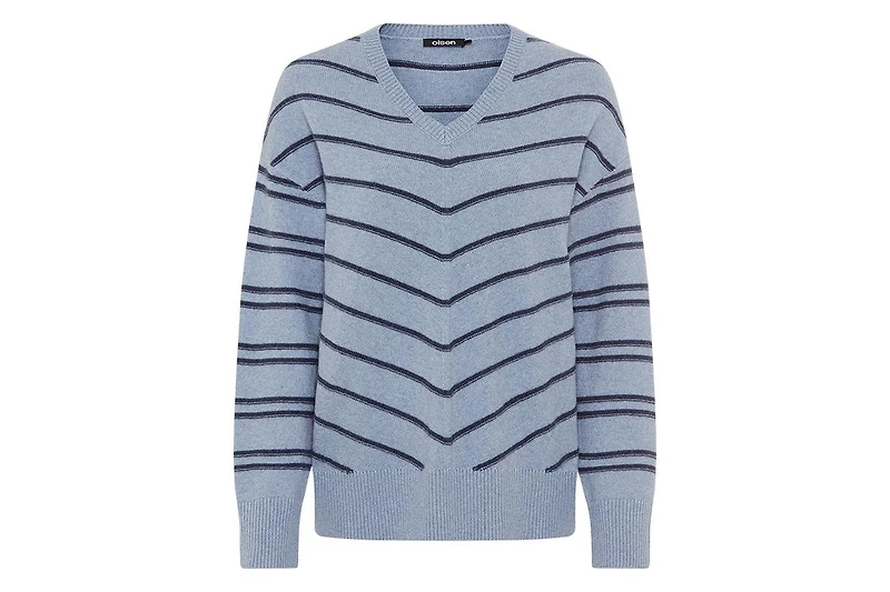 Olsen Women's Chevron Stripe V-Neck Sweater