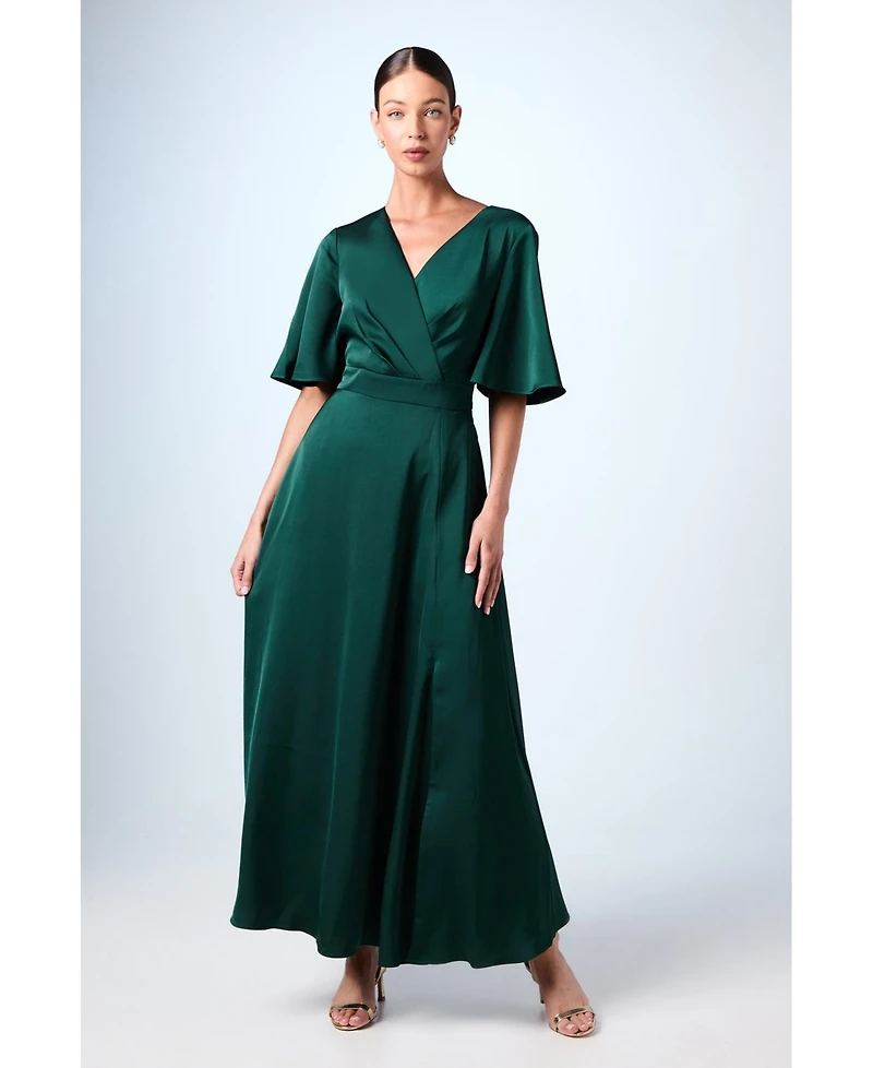 Coast Women's Wrap Satin Maxi Bridesmaids Dress