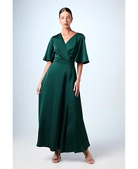 Coast Women's Wrap Satin Maxi Bridesmaids Dress