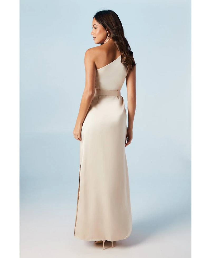 Oasis Women's One Shoulder Satin Maxi Bridesmaid Dress