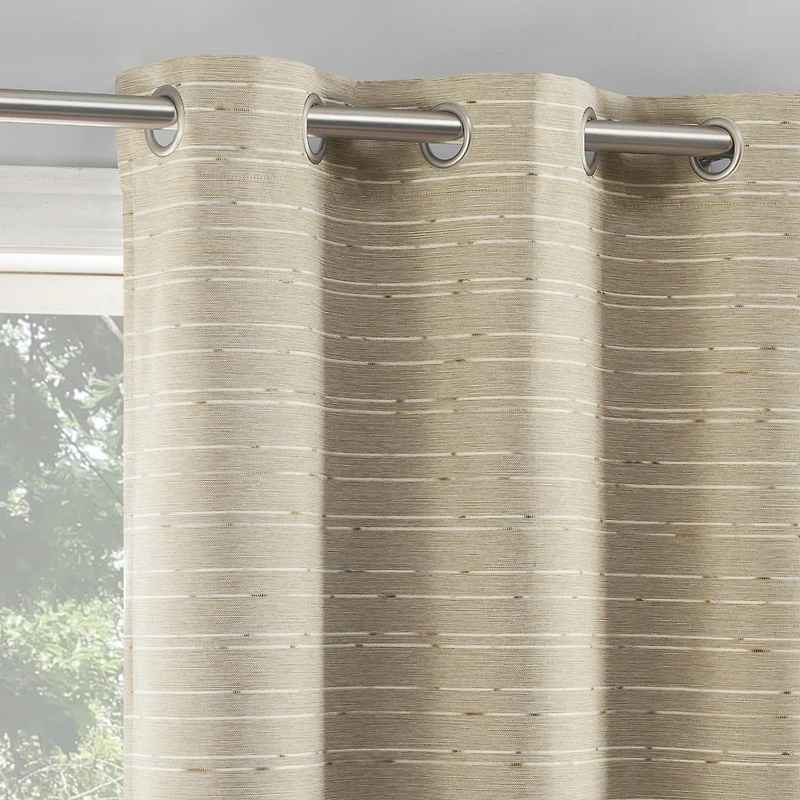 Sun Zero Drayton Slub Detail Magnetic Closure 100% Blackout Grommet Curtain Panel Pair