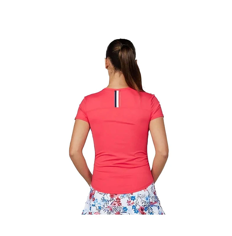 Sofibella Women's Wild Flowers Short Sleeve Tennis Shirt