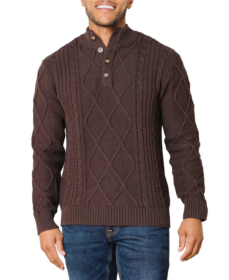 Hope & Henry Men's Organic Mock Neck Cable Sweater