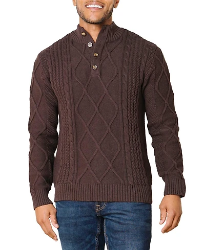 Hope & Henry Men's Organic Mock Neck Cable Sweater