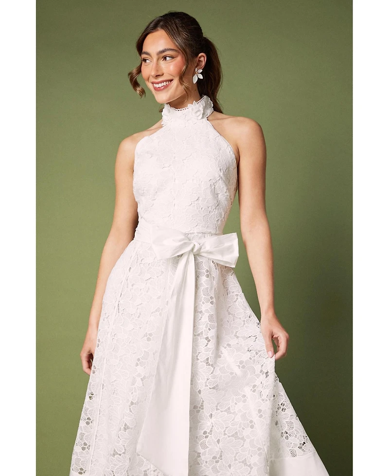 Coast Women's Halterneck Belted Lace Midi Dress