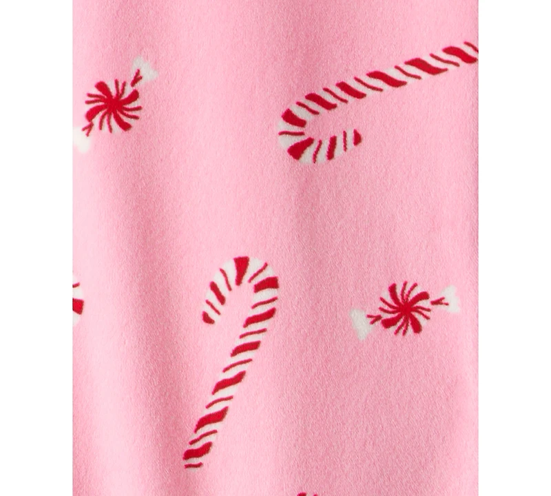 Carter's Baby Girls Peppermint Print Velour Long Sleeves, 1-Piece Pajamas
