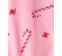 Carter's Baby Girls Peppermint Print Velour Long Sleeves, 1-Piece Pajamas
