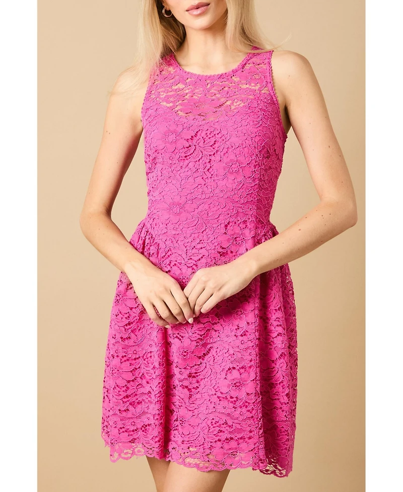 Oasis High Neck Lace Detailed Mini Dress