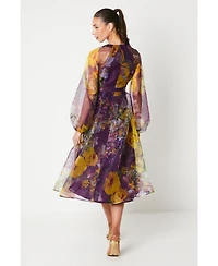 Coast Women's Organza Puff Sleeve Midi Dress