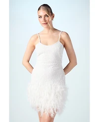 Coast Women's Embellished Feather Bridal Mini Dress