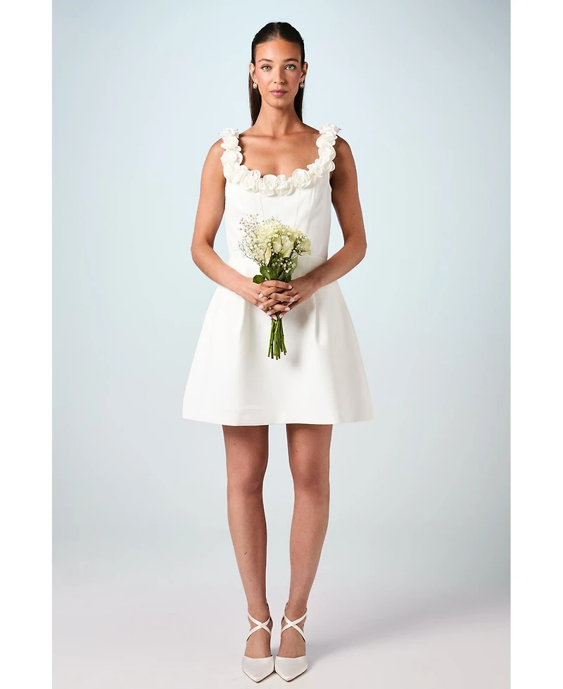 Coast Square Neck 3D Flower Bridal Mini Dress