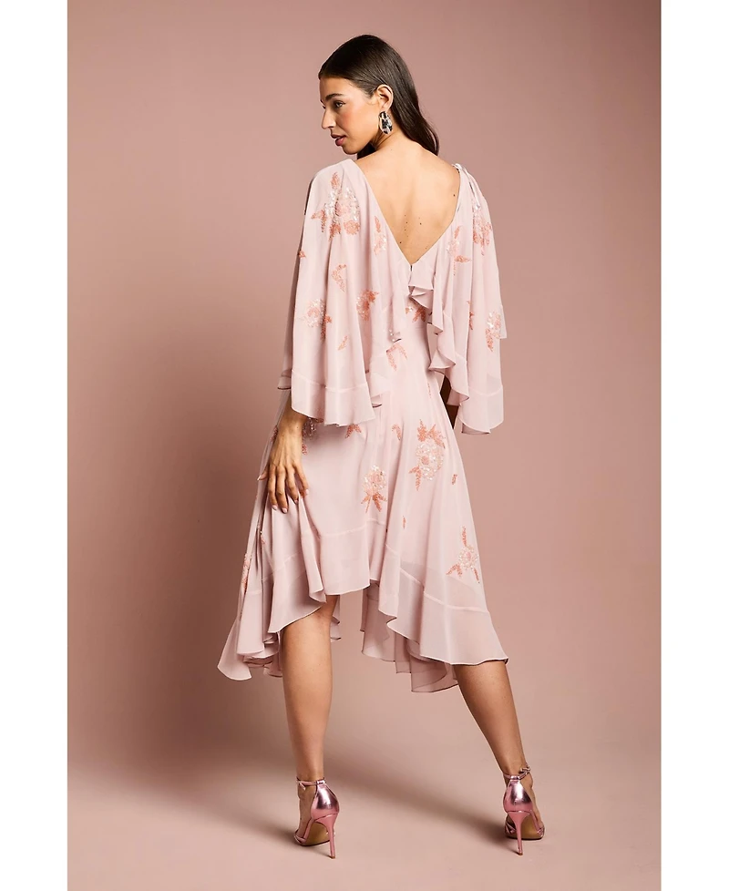 Coast Embellished Frill Cape Midi Dress