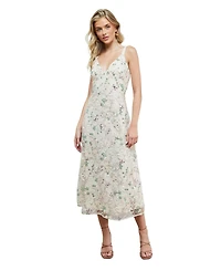 Oasis Women's Hand Embellished V Neck Midi Dress