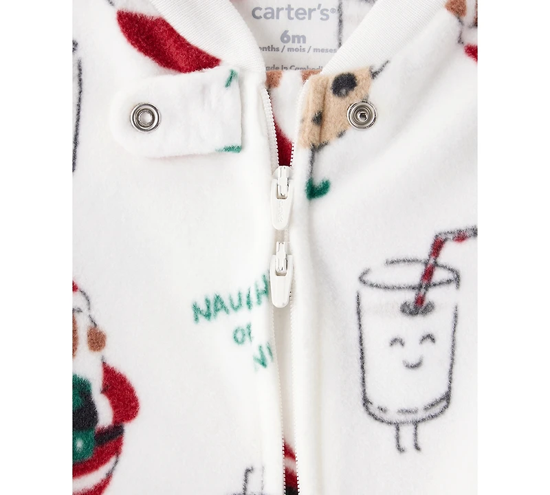 Carter's Baby Boys or Girls Santa Print Loose-Fit Fleece Long-Sleeve Sleep and Play