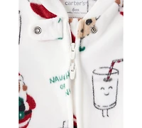 Carter's Baby Boys or Girls Santa Print Loose-Fit Fleece Long-Sleeve Sleep and Play
