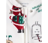 Carter's Baby Boys or Girls Santa Print Loose-Fit Fleece Long-Sleeve Sleep and Play