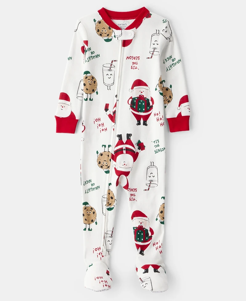 Carter's Baby Boys Christmas Santa Print Long-Sleeve Snug Fit 1-Piece Pajamas