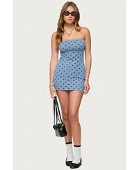 Edikted Womens Lewis Polka Dot Strapless Mini Dress