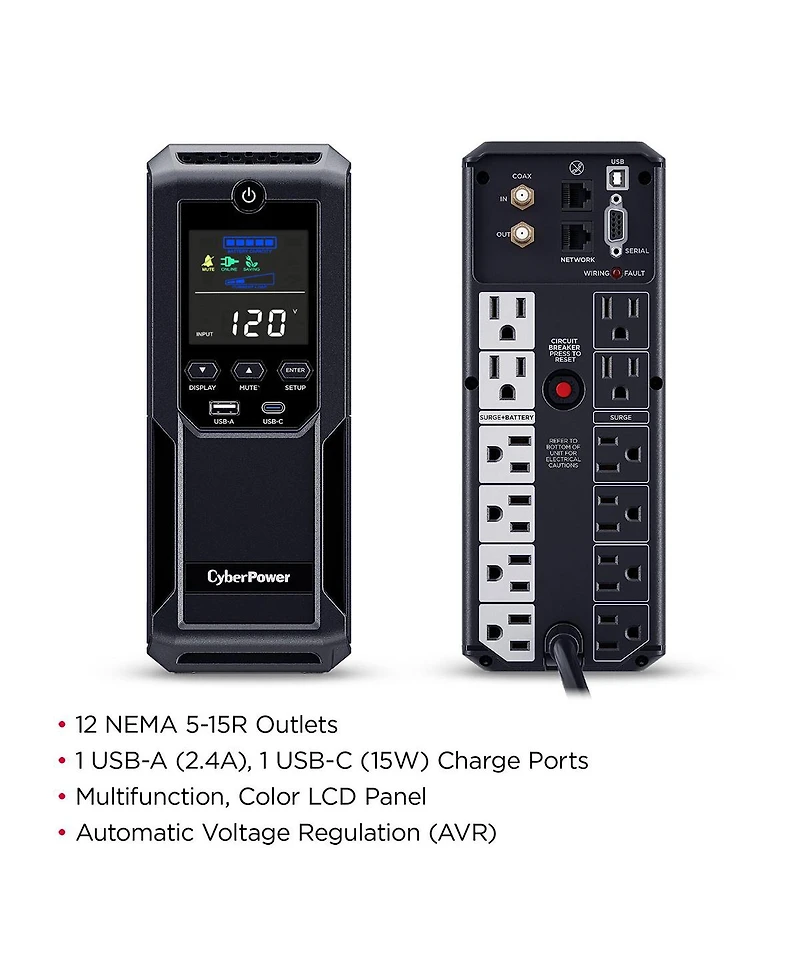 CyberPower CP1350AVRLCD3 1350VA/815W Sinewave LCD Mini-Tower Ups System