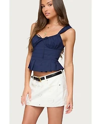 Edikted Women's Tammie Pleated Poplin Top