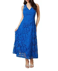 Oasis Women's Floral Lace V Neck Midi Dress