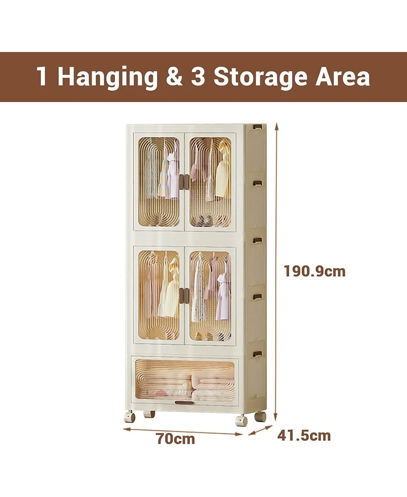 gaomon Plastic Free Installation Storage Cabinet Wardrobe Home Living Room Bedroom Multifunctional Dustproof Clothes Storage Cabinet