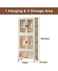 gaomon Plastic Free Installation Storage Cabinet Wardrobe Home Living Room Bedroom Multifunctional Dustproof Clothes Storage Cabinet