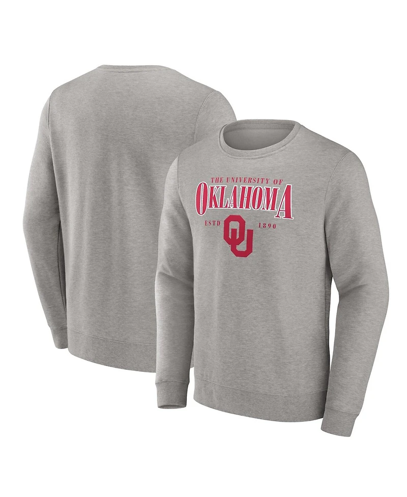 Fanatics Men's Gray Oklahoma Sooners True Classics Act Fast Fleece Pullover Sweatshirt