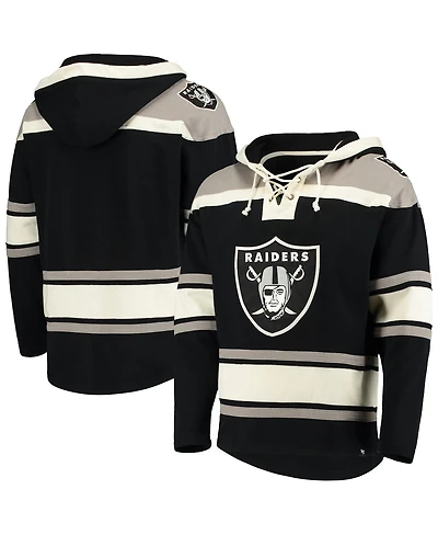 '47 Brand Men's Black Las Vegas Raiders Lacer V-Neck Pullover Hoodie