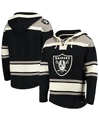 '47 Brand Men's Black Las Vegas Raiders Lacer V-Neck Pullover Hoodie