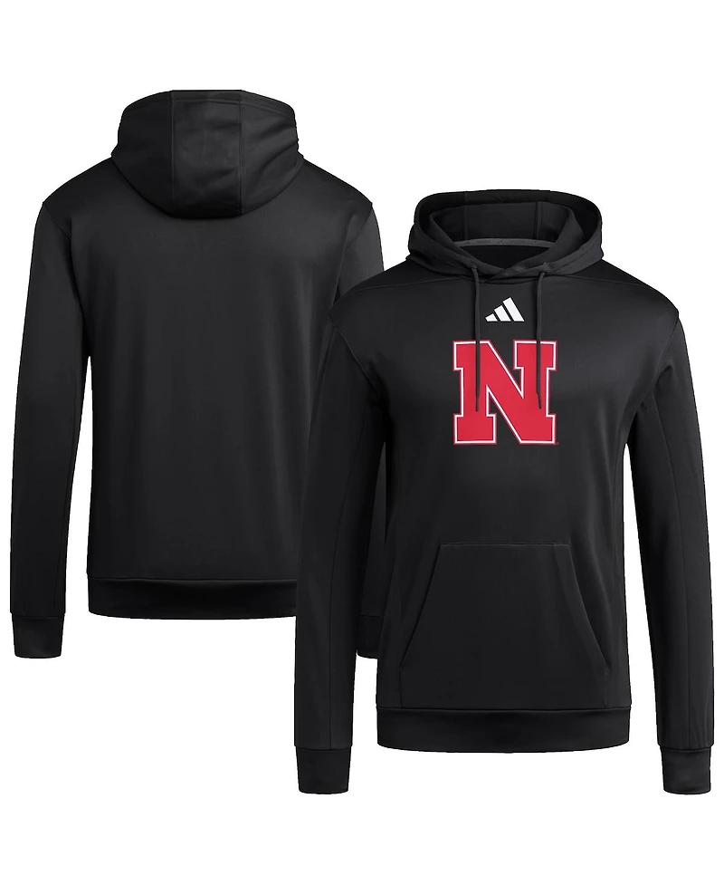 Adidas Men's Black Nebraska Huskers Locker Logo Fleece Pullover Hoodie