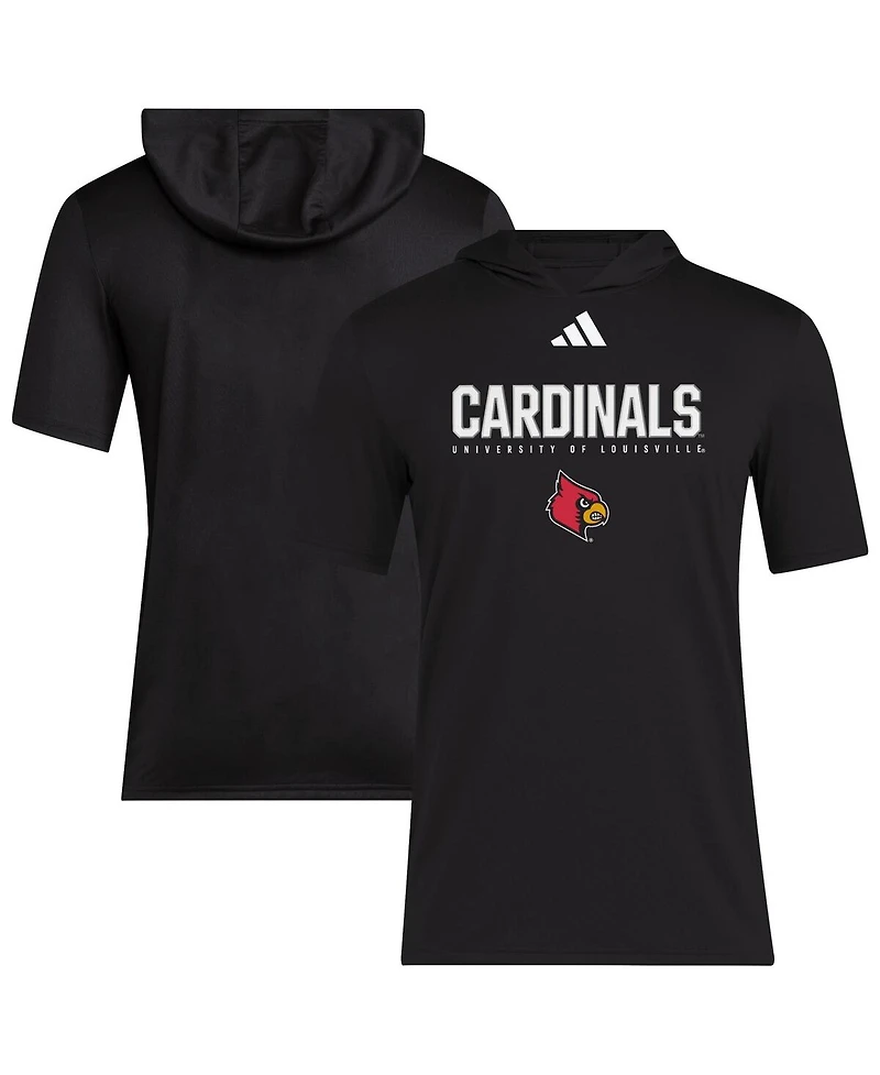 Adidas Men's Black Louisville Cardinals 2025 Areoready Sideline Training Hooded T-Shirt