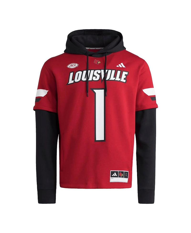 Adidas Men's Red Louisville Cardinals Jersey Pullover Hoodie