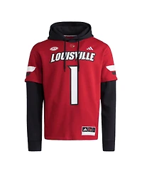 Adidas Men's Red Louisville Cardinals Jersey Pullover Hoodie