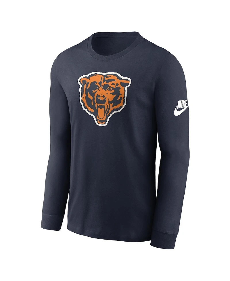 Nike Men's Navy Chicago Bears Rewind Essential Long Sleeve T-Shirt