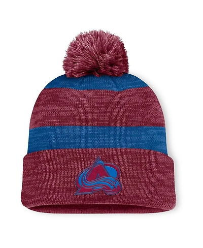 Fanatics Men's Burgundy Colorado Avalanche Fundamental Red Line Cuffed Knit Hat with Pom