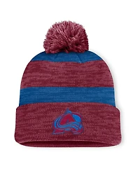 Fanatics Men's Burgundy Colorado Avalanche Fundamental Red Line Cuffed Knit Hat with Pom