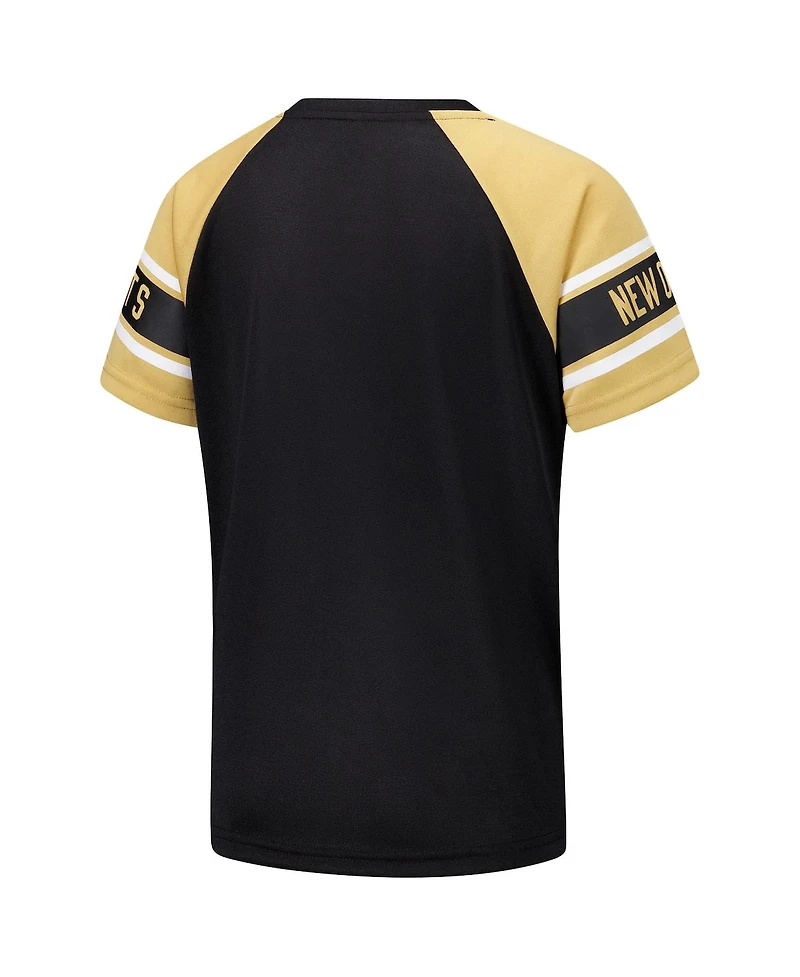 Starter Women's Black New Orleans Saints 1st Rounder Color Block Raglan Top