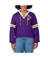 Wear by Erin Andrews Women's Purple Minnesota Vikings Lace-Up Sweater