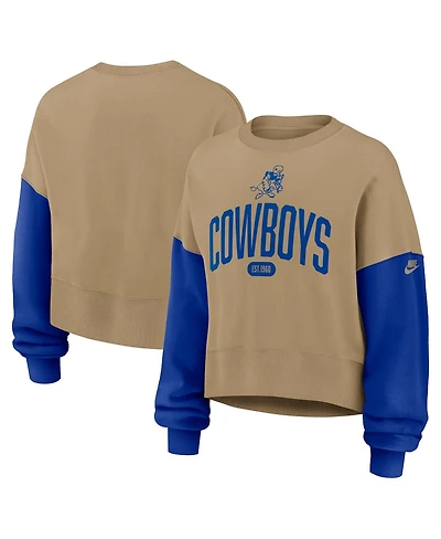 Nike Women's Tan Dallas Cowboys Oversized Rewind Pullover Sweatshirt
